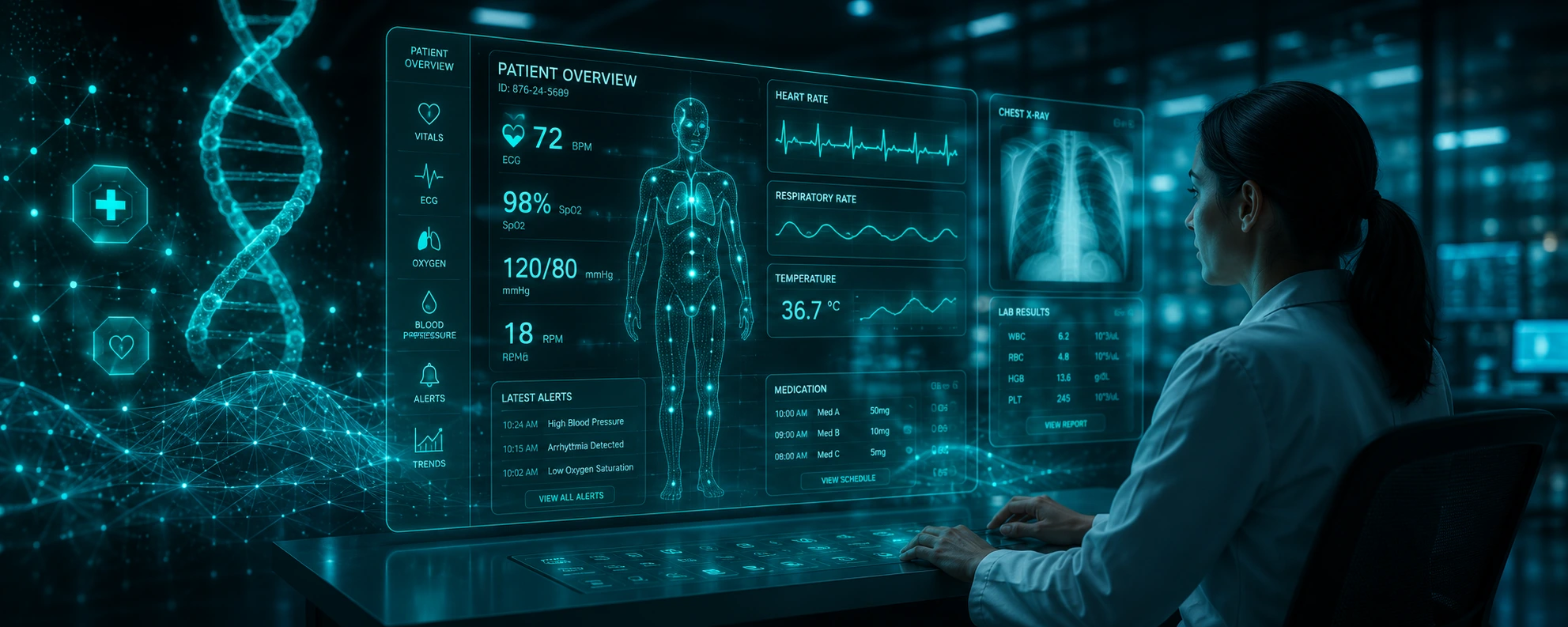 clinician console — vitals & alerting